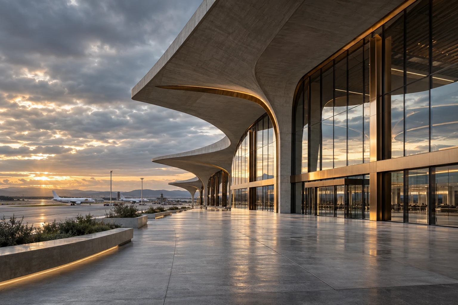 Imagem conceptual de obras aeroportuárias